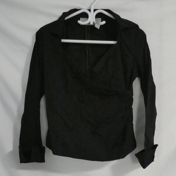 ZONE | medium | Black Long Sleeve Shirt With Rolled Cuffs and Zip Back Bottom - Picture 1 of 16